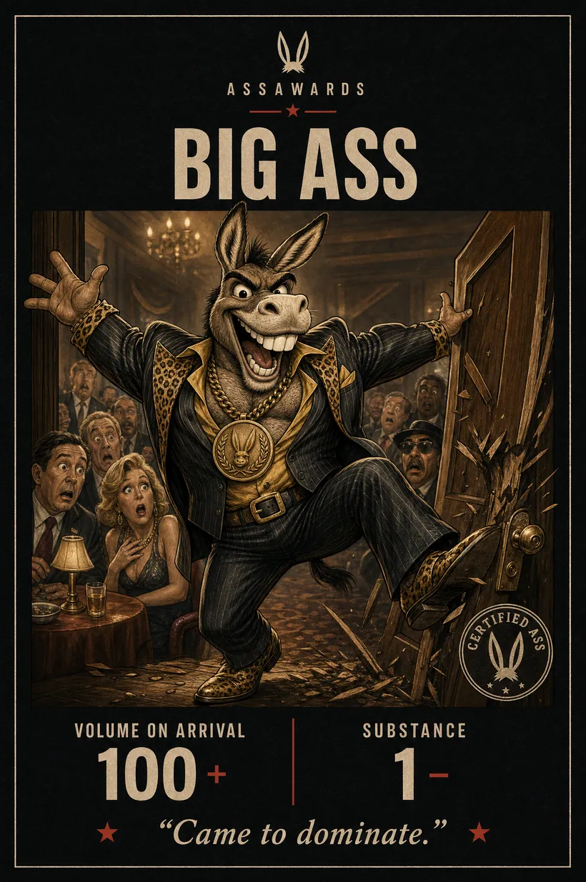 Big Ass certified ass award title card