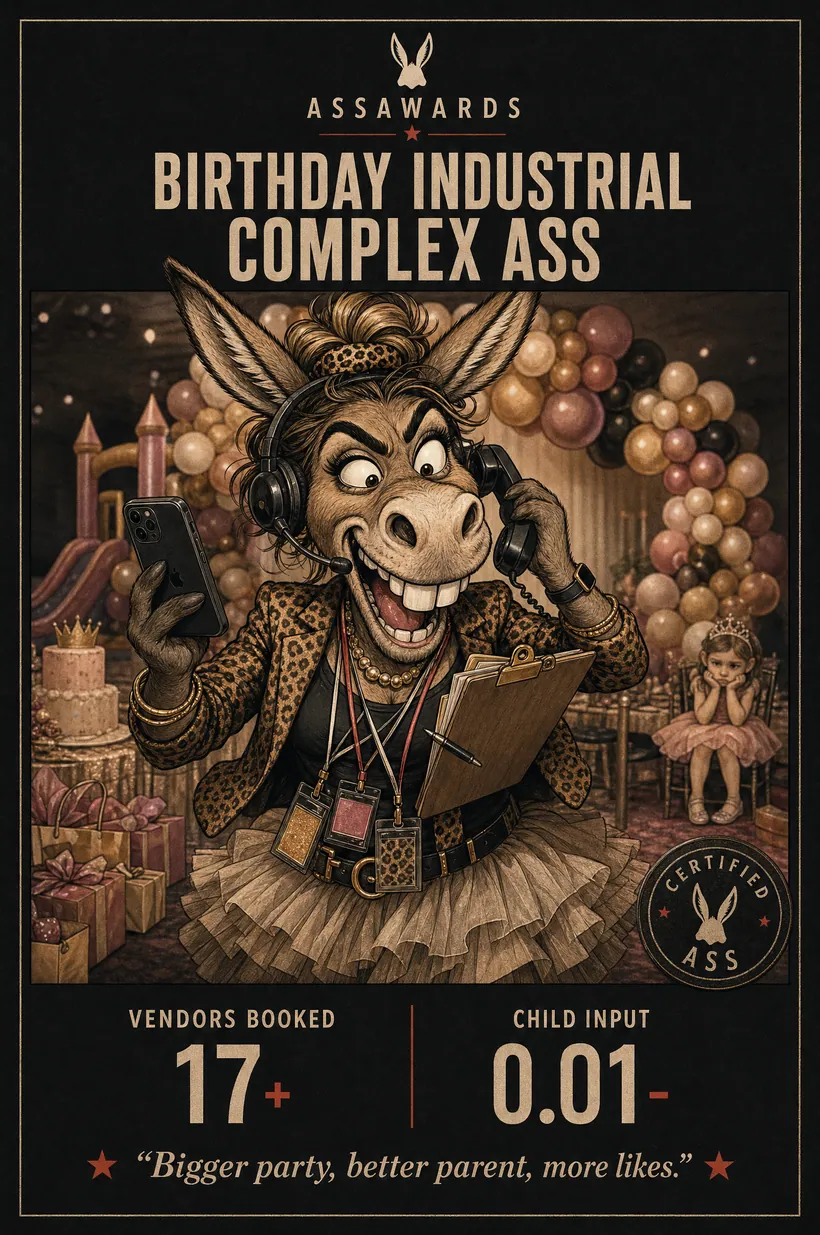 Birthday Industrial Complex Ass certified ass award title card