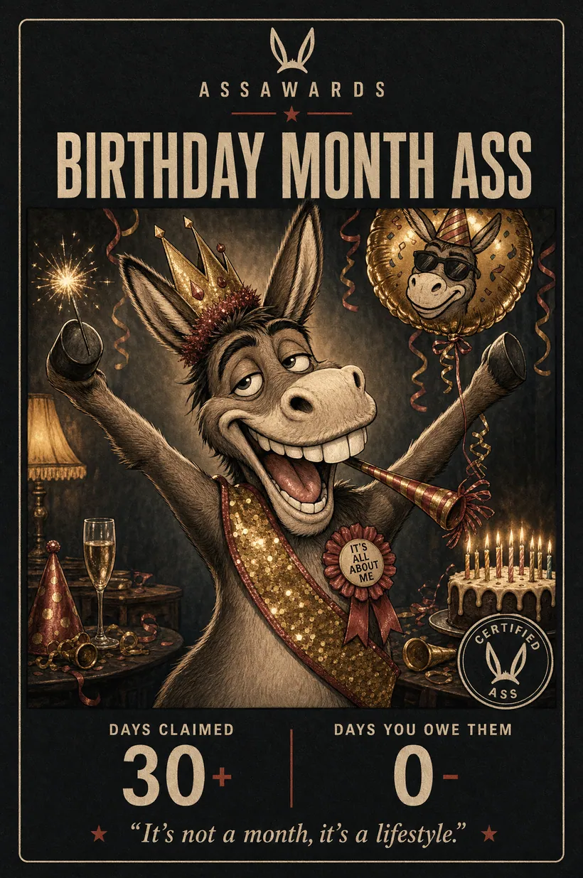 Birthday Month Ass certified ass award title card