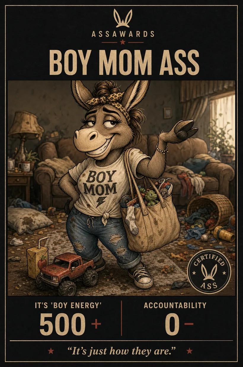 Boy Mom Ass certified ass award title card