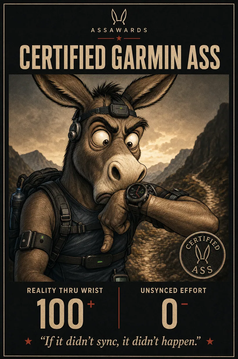 Certified Garmin Ass certified ass award title card