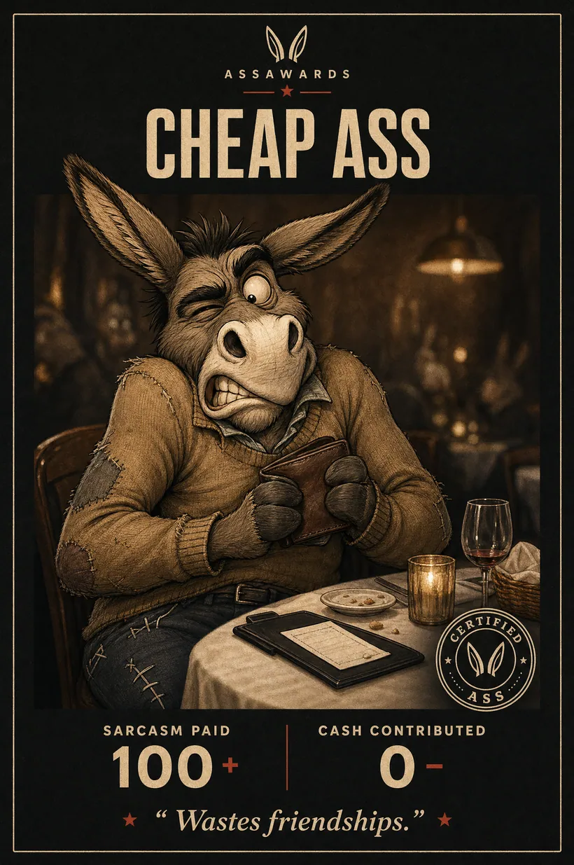Cheap Ass certified ass award title card