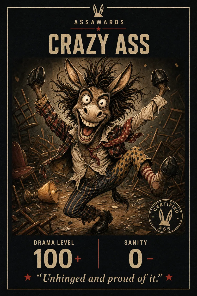 Crazy Ass certified ass award title card