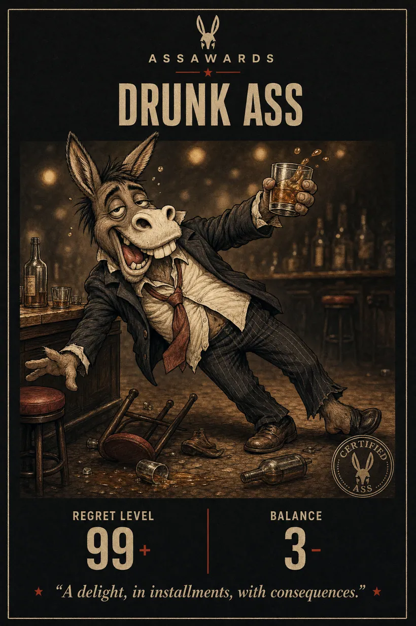 Drunk Ass certified ass award title card