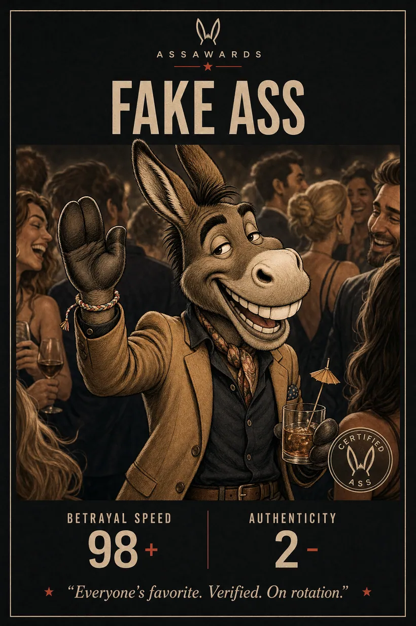 Fake Ass certified ass award title card