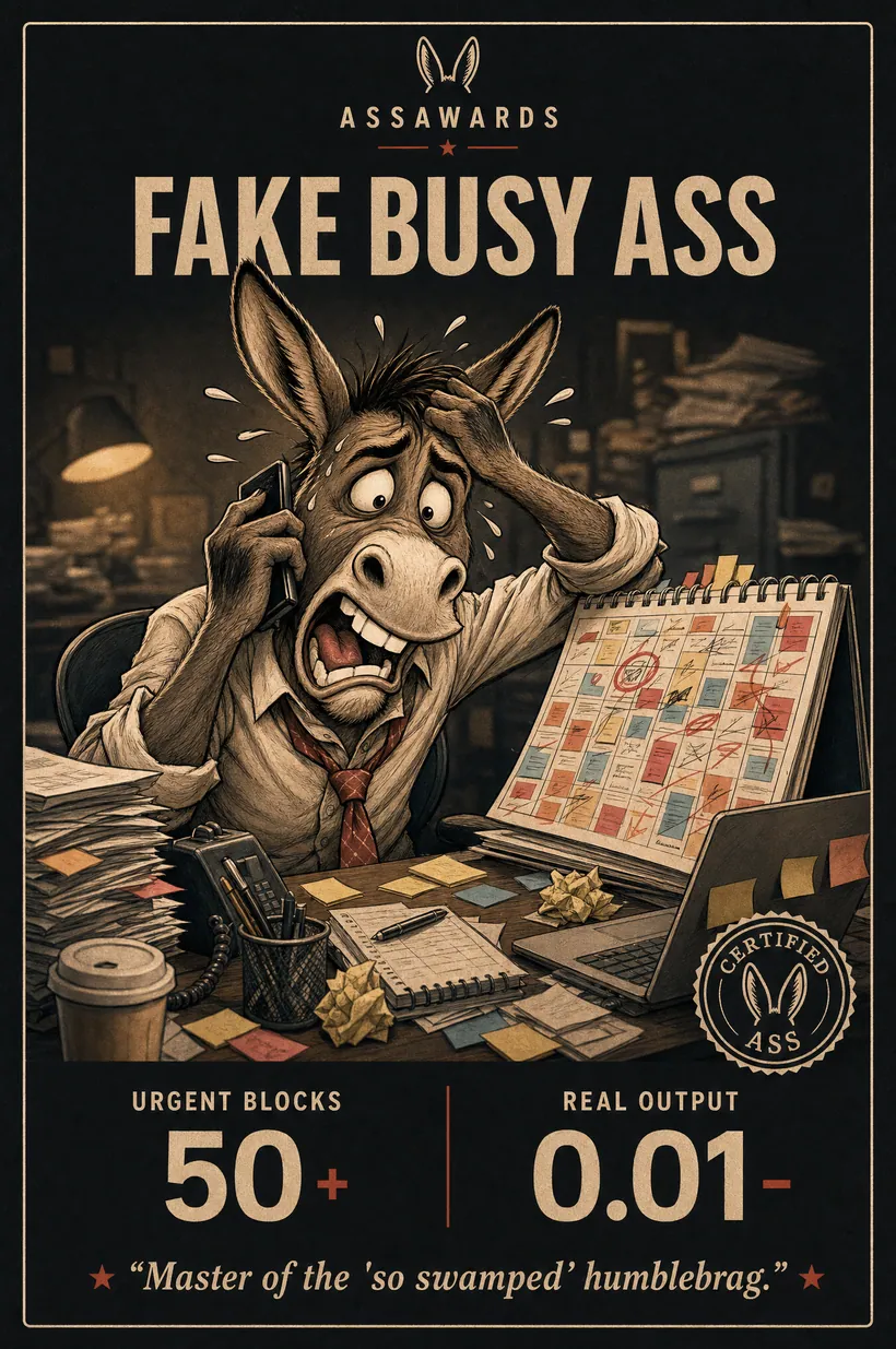 Fake Busy Ass certified ass award title card
