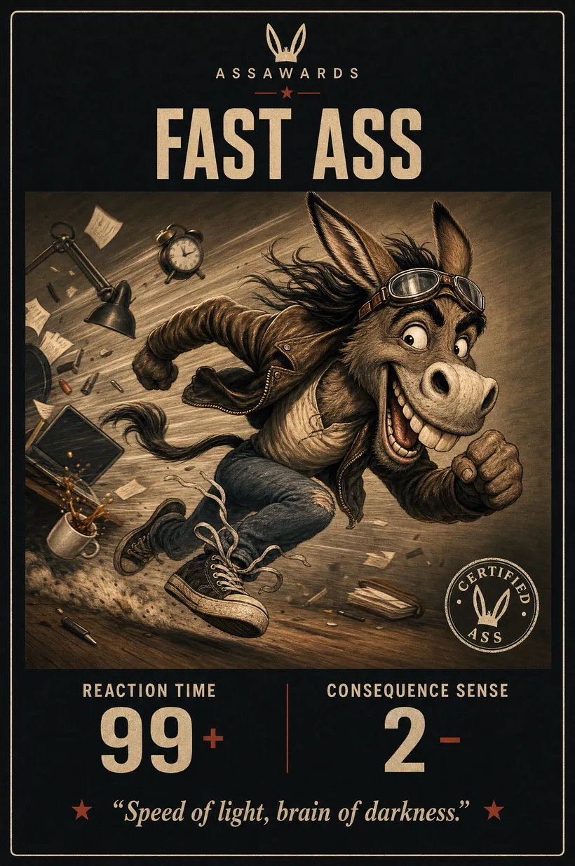 Fast Ass certified ass award title card