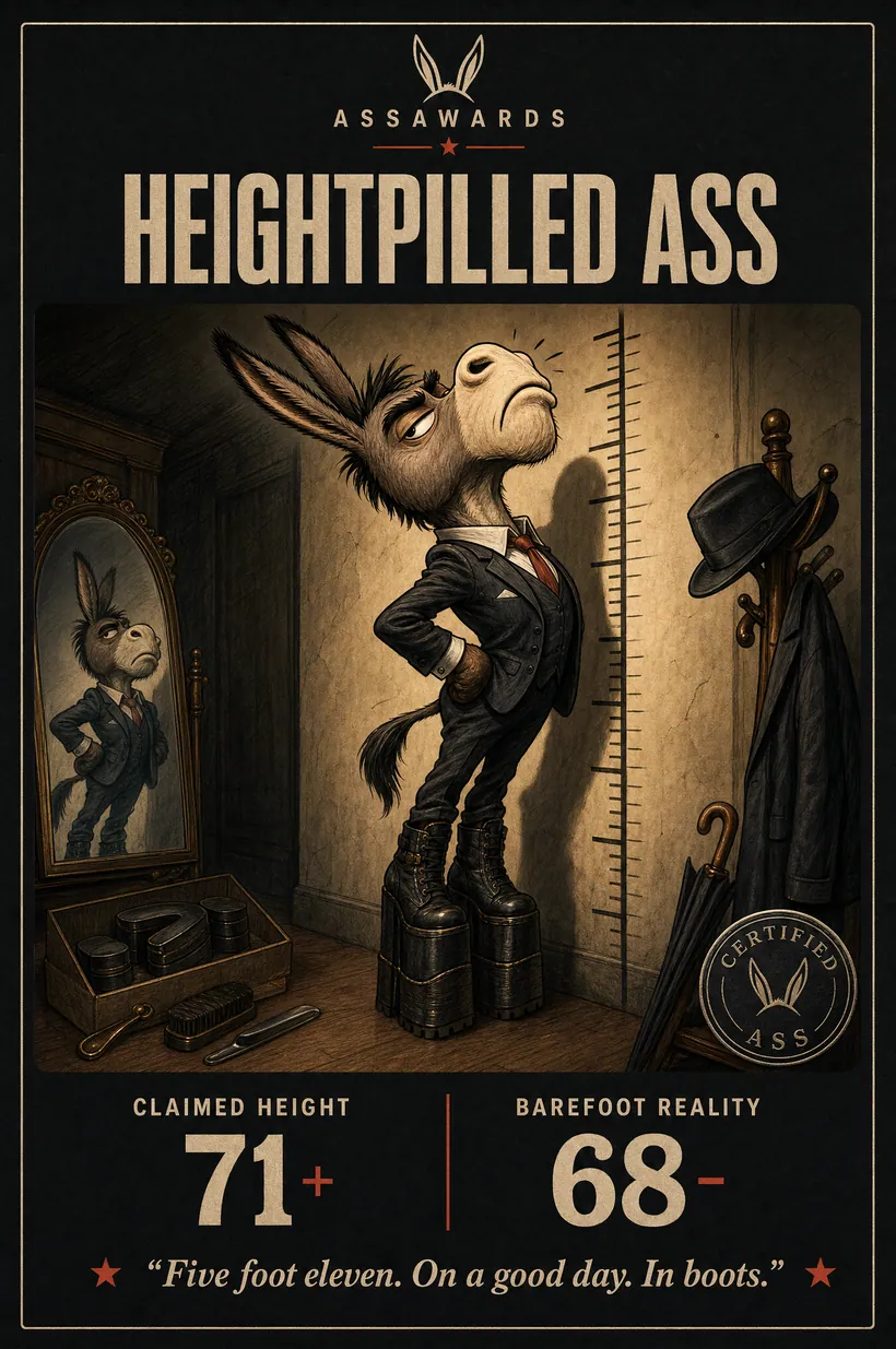 Heightpilled Ass certified ass award title card