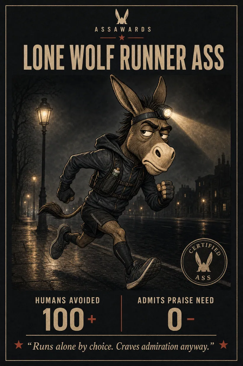Lone Wolf Runner Ass certified ass award title card