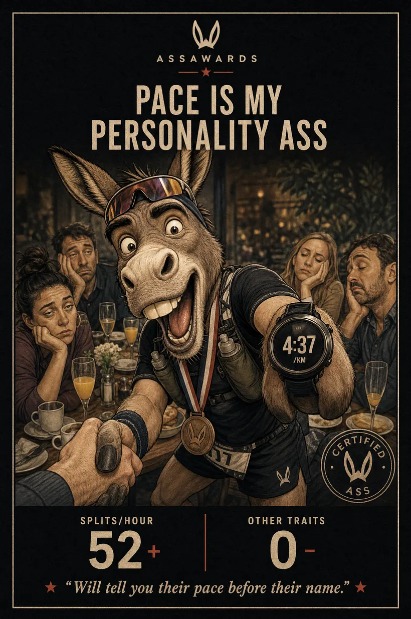 Pace Is My Personality Ass certified ass award title card
