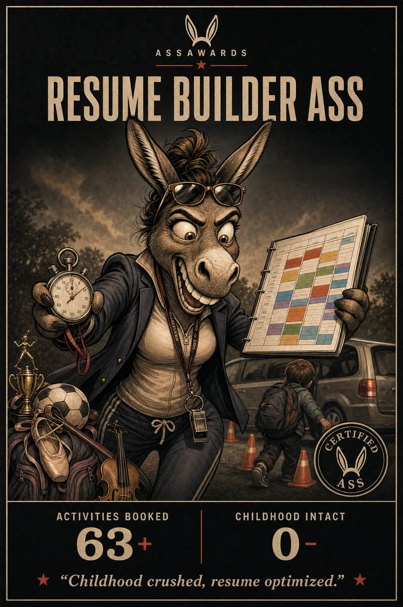 Resume Builder Ass certified ass award title card