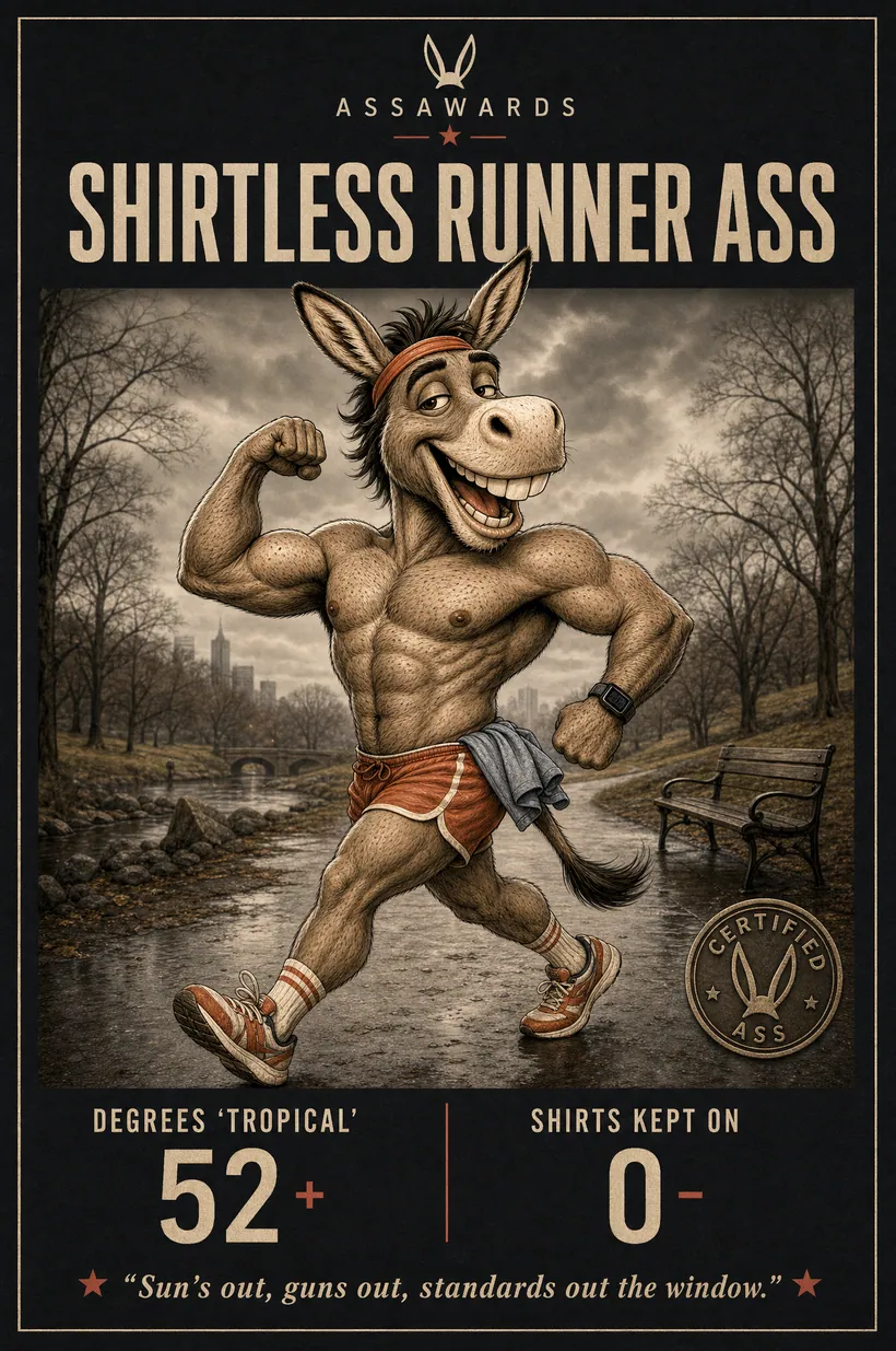 Shirtless Runner Ass certified ass award title card