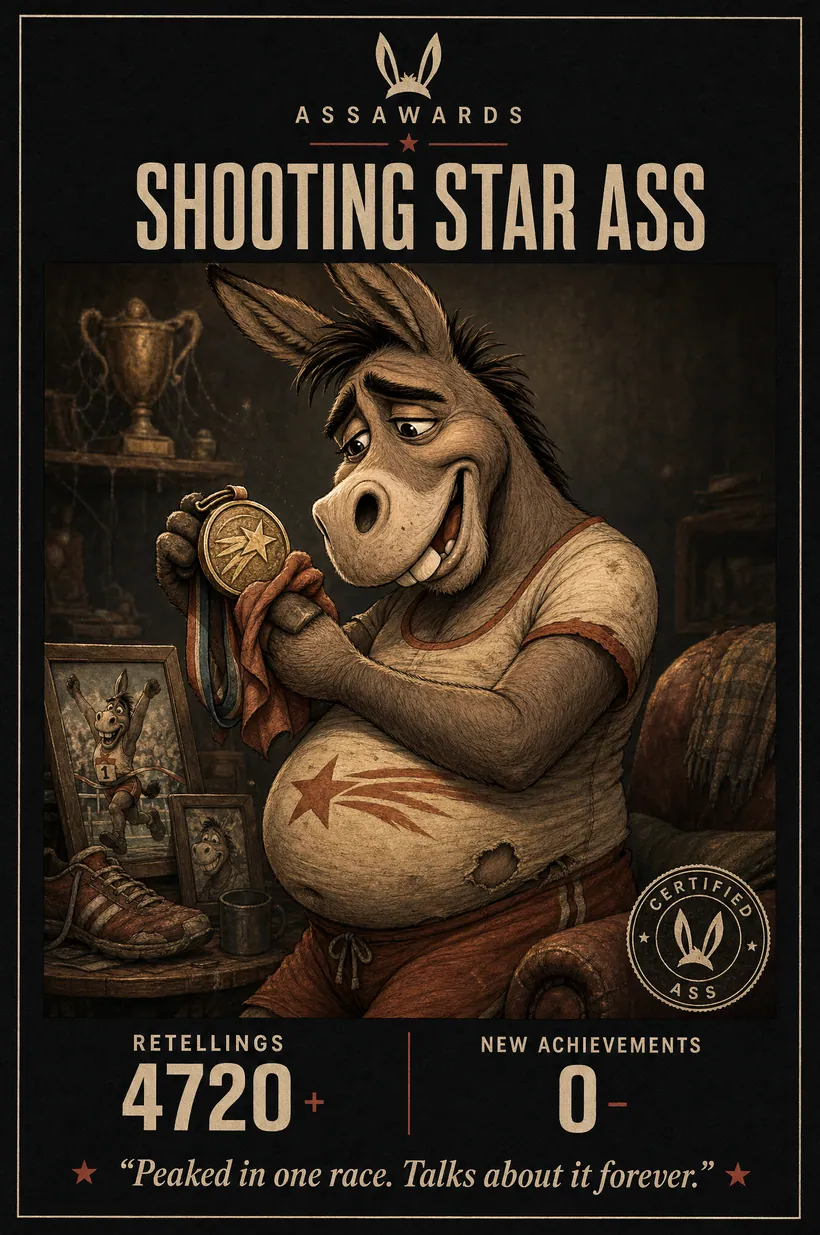 Shooting Star Ass certified ass award title card
