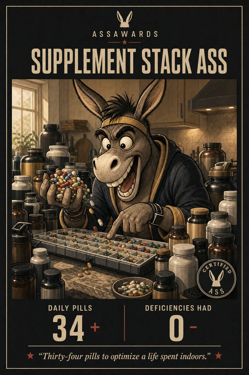 Supplement Stack Ass certified ass award title card