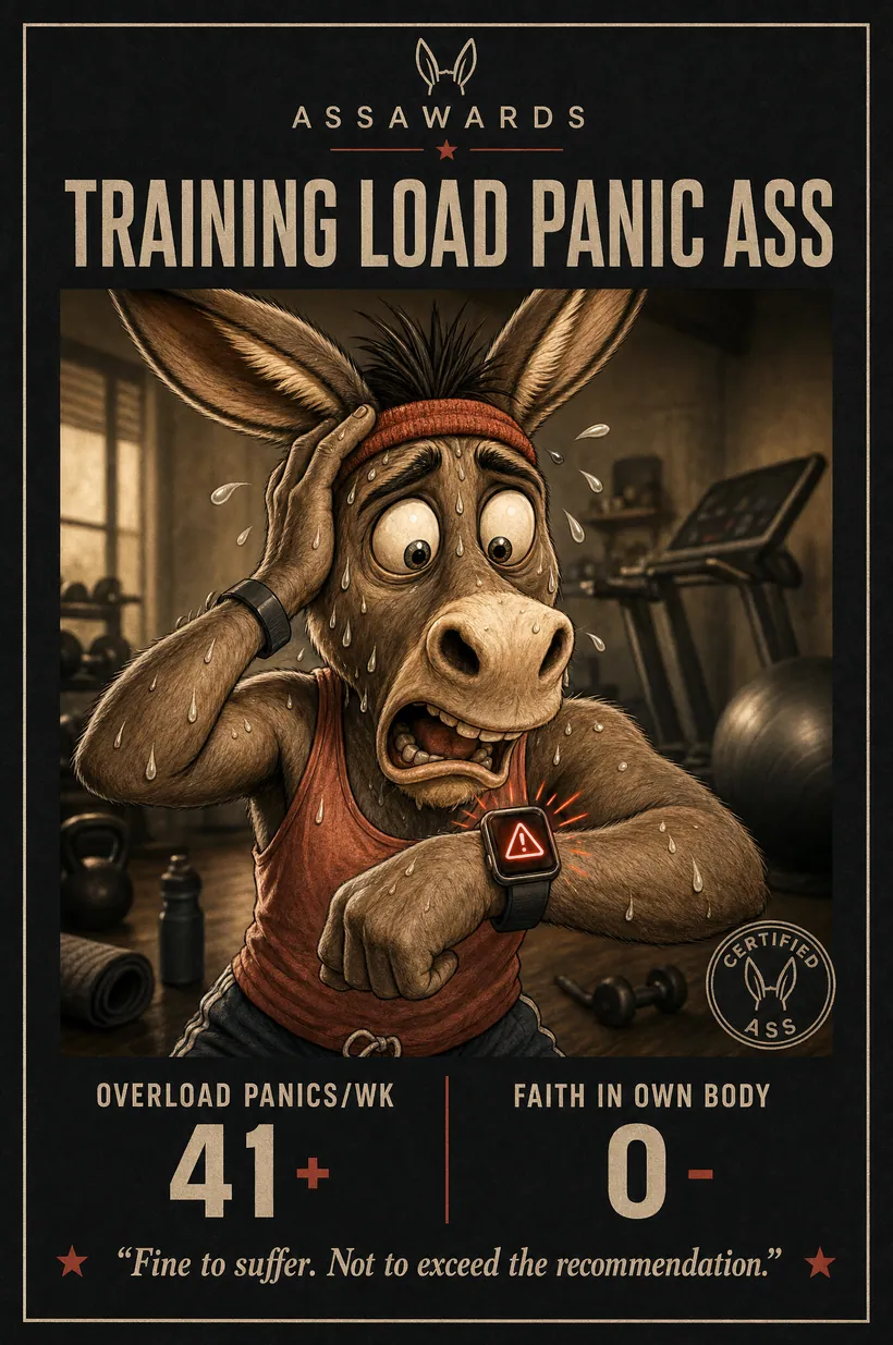 Training Load Panic Ass certified ass award title card