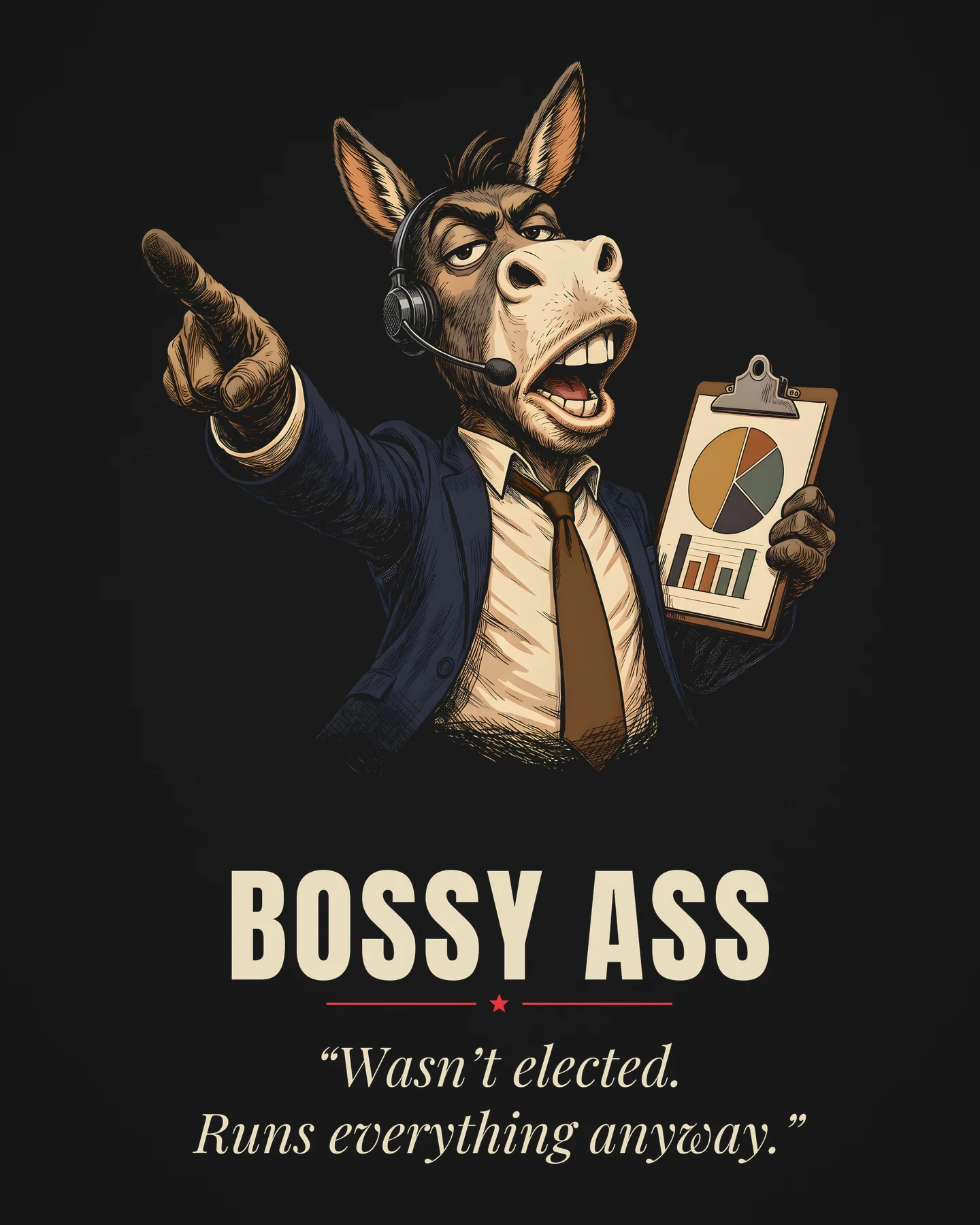 Bossy Ass Award Tee, close-up of the printed design