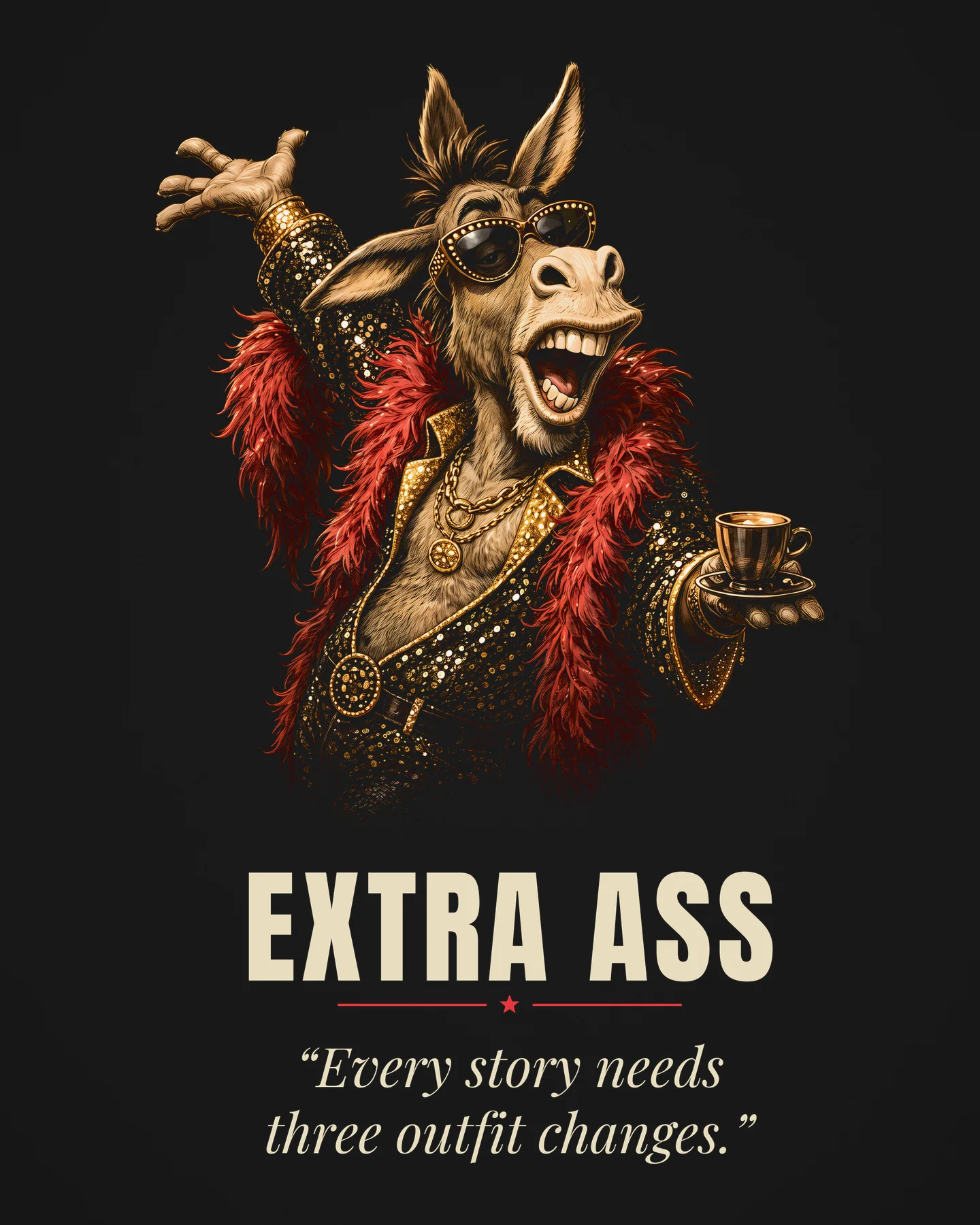 Extra Ass Award Tee, close-up of the printed design