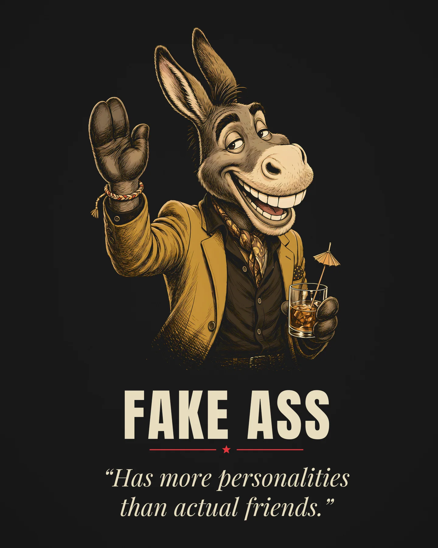 Fake Ass Award Tee, close-up of the printed design