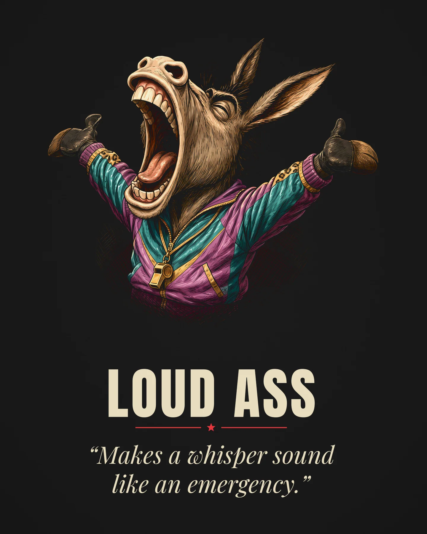 Loud Ass Award Tee, close-up of the printed design