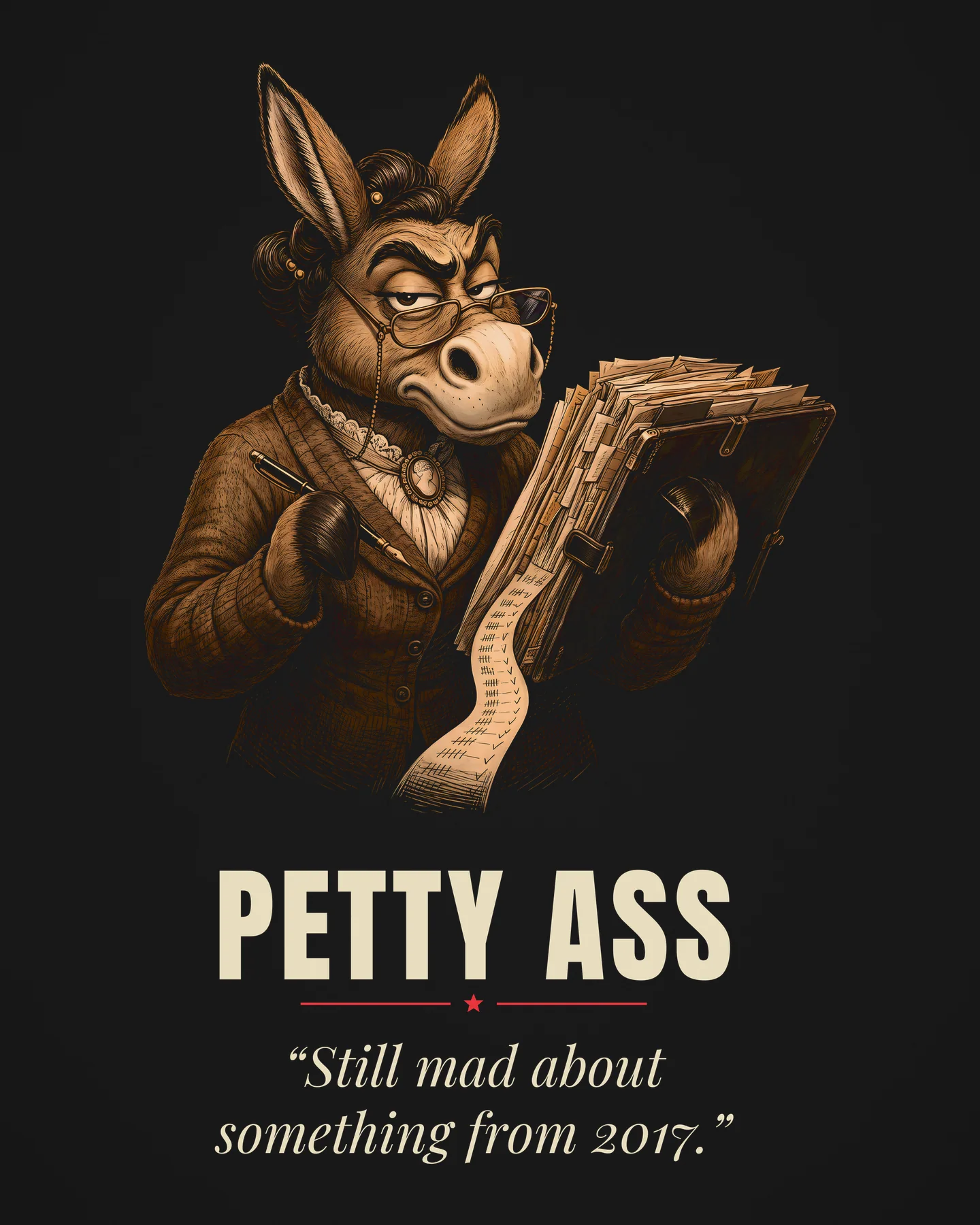 Petty Ass Award Tee, close-up of the printed design