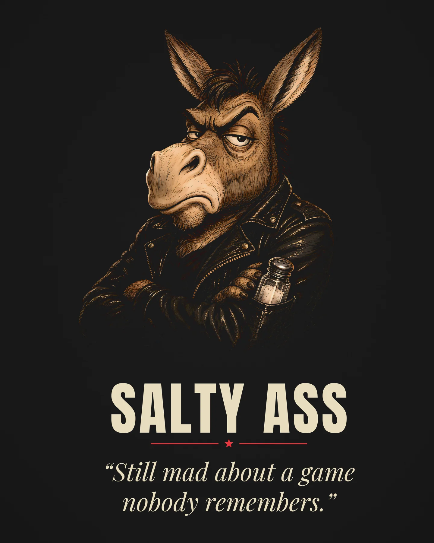 Salty Ass Award Tee, close-up of the printed design