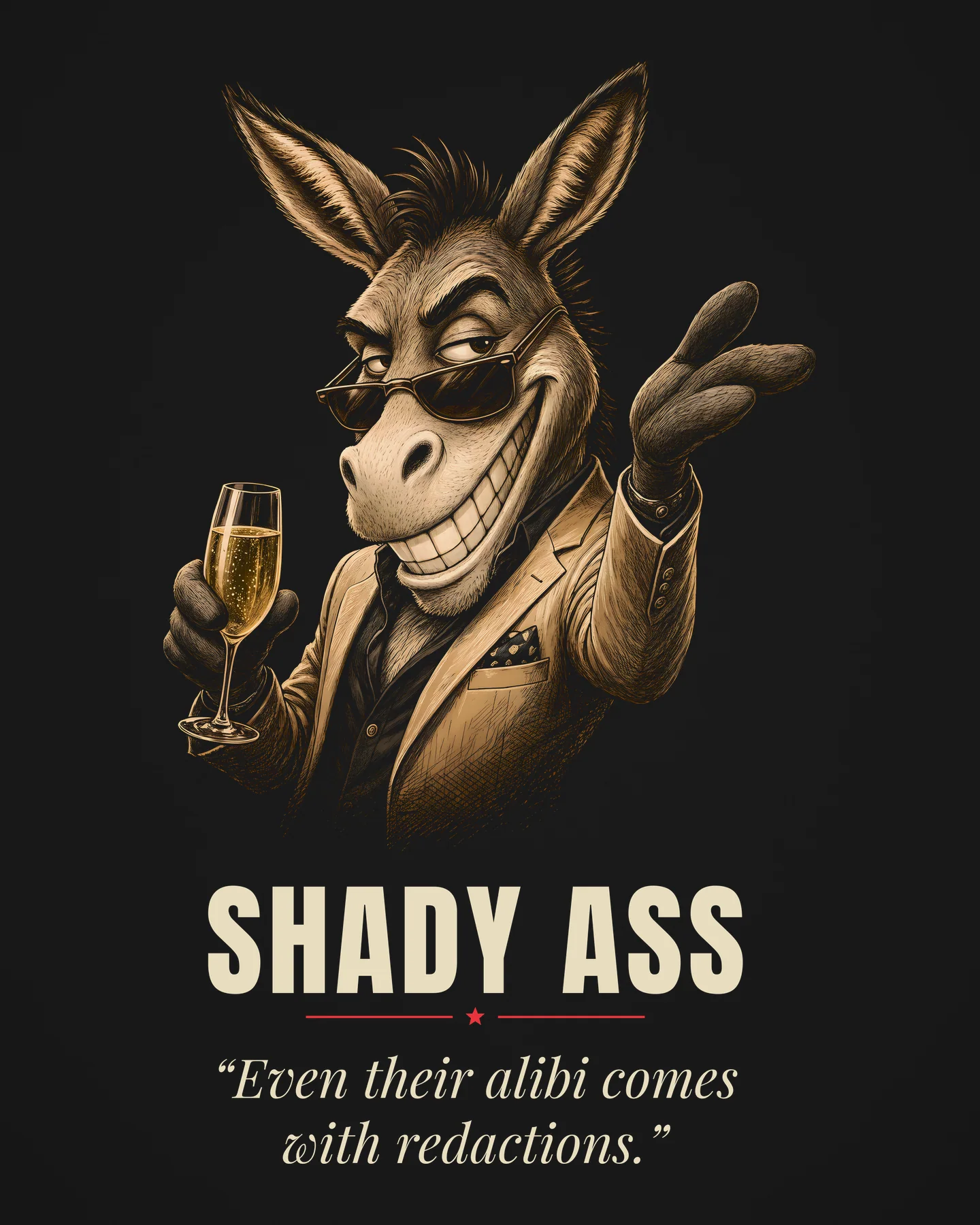 Shady Ass Award Tee, close-up of the printed design
