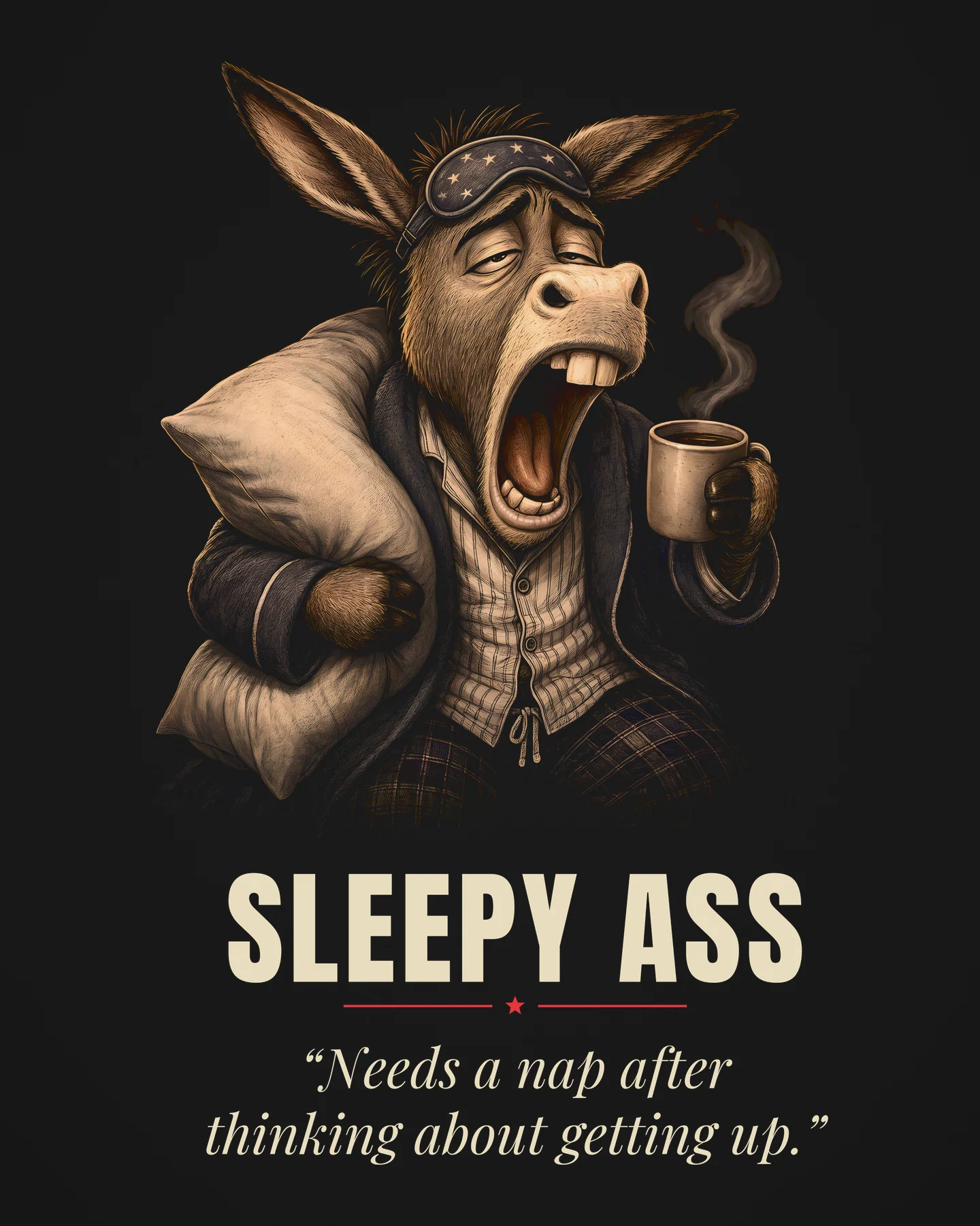 Sleepy Ass Award Tee, close-up of the printed design