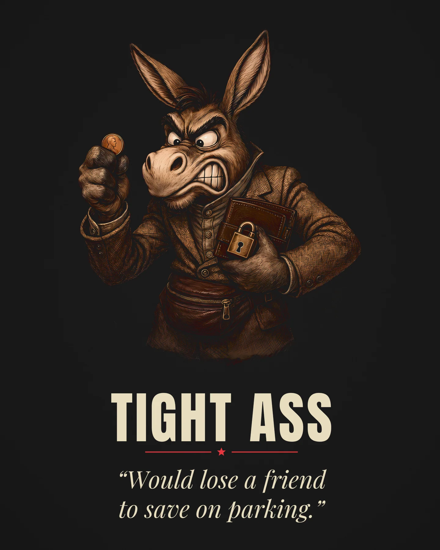 Tight Ass Award Tee, close-up of the printed design